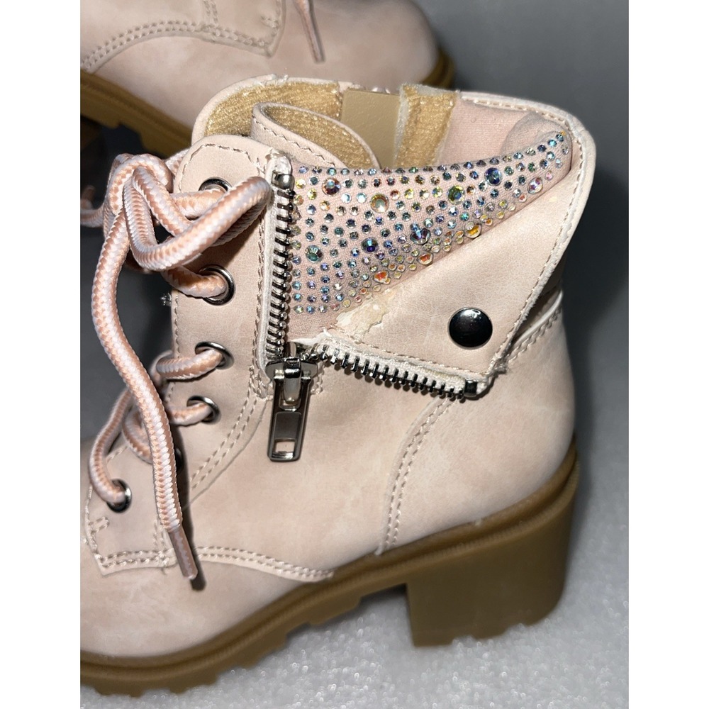 Therabouts Kinsley Pink Rhinestone Hiker Block Heel Boots Girls Size 11 NEW - Picture 4 of 16